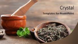  Presentation with crystal natural flower - PPT theme consisting of homeopatic - natural flower and herb selection background and a coral colored foreground