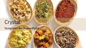  Presentation with herb - Colorful presentation theme enhanced with homeopatic - natural flower and herb selection backdrop and a yellow colored foreground