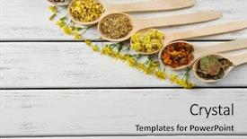  Presentation with herb - PPT layouts having homeopatic - natural flower and herb selection background and a light gray colored foreground