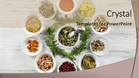  Presentation with herb - Slide deck having homeopatic - natural flower and herb selection background and a coral colored foreground