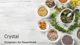  Presentation with herb - PPT layouts consisting of homeopatic - natural flower and herb selection background and a light gray colored foreground