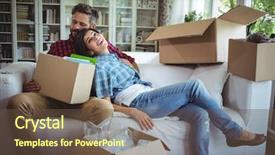  Presentation with relaxing - PPT theme with homeowner - couple relaxing on sofa while background and a tawny brown colored foreground