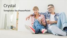  Presentation with coffee cup diary - Cool new PPT layouts with homeowner - full-length of cheerful couple backdrop and a white colored foreground