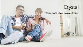  Presentation with coffee - Slide deck featuring homeowner - full-length of cheerful couple background and a white colored foreground