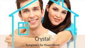  Presentation with real estate - Presentation theme enhanced with homeowner - home real estate and family background and a coral colored foreground