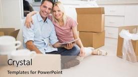  Presentation with digital tranforamtion - PPT layouts enhanced with homeowner - portrait of a smiling couple background and a lemonade colored foreground