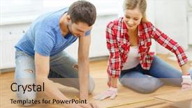  Presentation with repair - PPT theme featuring homeowner - repair building and home concept background and a coral colored foreground