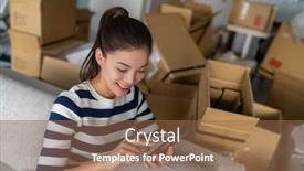  Presentation with opening ceremony of house - Presentation theme consisting of homeowner-asian-woman-using-cellphone background and a tawny brown colored foreground