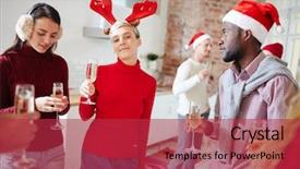  Presentation with executive attire - Cool new slides with homeparty - restful friends in xmas attire backdrop and a  colored foreground