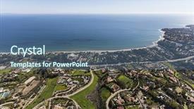  Presentation with pacific - Beautiful PPT layouts featuring homes and estates in malibu backdrop and a  colored foreground