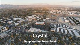  Presentation with airport runway - Colorful slide set enhanced with homes industrial buildings tarmac backdrop and a dark gray colored foreground