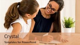  Presentation with homeschool - Slide deck consisting of homeschool - young mother helping her daughter background and a coral colored foreground