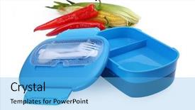  Presentation with lunch box - Cool new presentation theme with homewares - plastic lunch box isolated backdrop and a light blue colored foreground