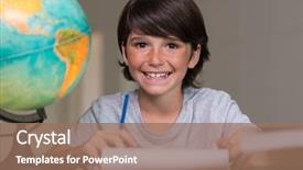  Presentation with homework - Slides with smiling and looking at camera background and a coral colored foreground