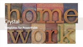  Presentation with color-blocks - PPT theme with homework in vintage wooden letterpress background and a  colored foreground