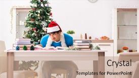  Presentation with christmas eve religious - Presentation theme enhanced with homeworks new year - young student with book background and a  colored foreground