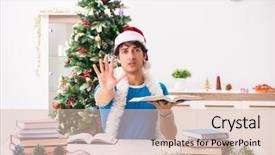  Presentation with christmas eve religious - Theme having homeworks new year - young student with book background and a  colored foreground
