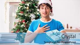  Presentation with christmas eve religious - Theme having homeworks new year - young student with book background and a light blue colored foreground