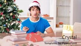  Presentation with christmas eve religious - Slide deck consisting of homeworks new year - young student with book background and a coral colored foreground