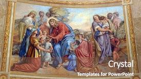  Presentation with pray for children - PPT theme featuring homily - jesus friend of little children background and a tawny brown colored foreground