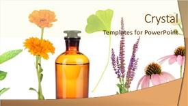  Presentation with herbs - Presentation enhanced with homoeopathy - collage of medicine bottle background and a cream colored foreground