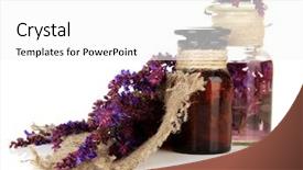  Presentation with salvia - Amazing PPT theme having homoeopathy - medicine bottles and salvia flowers backdrop and a  colored foreground