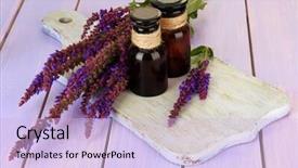 Presentation with salvia - Cool new presentation theme with homoeopathy - medicine bottles and salvia flowers backdrop and a  colored foreground