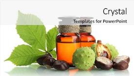  Presentation with bottles - Slides featuring homoeopathy - medicine bottles with chestnuts background and a white colored foreground