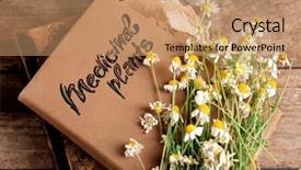  Presentation with old book - Presentation design consisting of homoeopathy - old book with dry flowers background and a coral colored foreground