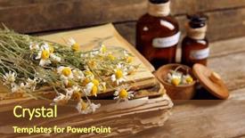  Presentation with books flowers - Cool new slide deck with homoeopathy - old books with dry flowers backdrop and a tawny brown colored foreground