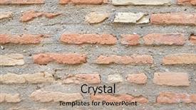  Presentation with golden revetment wall putty high - Beautiful presentation design featuring homogeneous - brick wall background at high backdrop and a mint green colored foreground