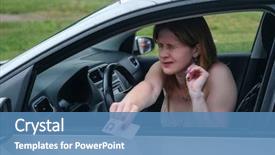  Presentation with police interview - Slides having homosapiens - confused girl offers police officer background and a teal colored foreground