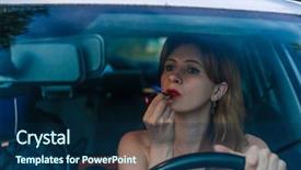  Presentation with hybride car - Slide deck enhanced with homosapiens - girl makes up lips background and a navy blue colored foreground