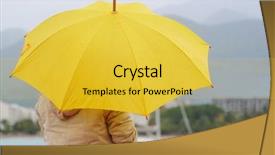  Presentation with umbrella and plastic bag - Colorful slide set enhanced with homosapiens - image of a girl backdrop and a yellow colored foreground