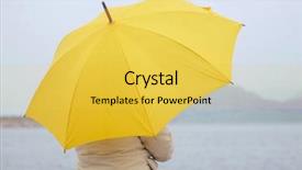  Presentation with umbrella - PPT layouts having homosapiens - image of a girl background and a yellow colored foreground
