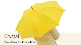 Presentation with umbrella - Theme with homosapiens - image of a girl background and a yellow colored foreground