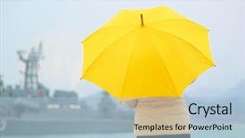  Presentation with umbrella - Slide deck enhanced with homosapiens - image of a girl background and a light blue colored foreground