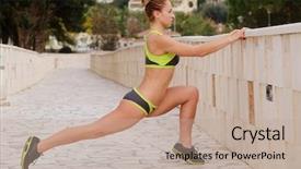  Presentation with education and training - Slides with homosapiens - image of training girl athlete background and a mint green colored foreground