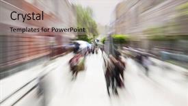  Presentation with zoom - Presentation theme having homosapiens - pedestrian street motion zoom blurred background and a  colored foreground