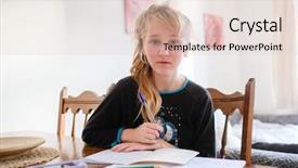  Presentation with work from hom - Presentation theme enhanced with homosapiens - schoolgirl makes her home work background and a lemonade colored foreground