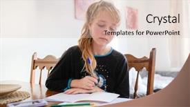  Presentation with work from hom - Amazing PPT theme having homosapiens - schoolgirl makes her home work backdrop and a lemonade colored foreground