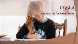  Presentation with work - Audience pleasing PPT theme consisting of homosapiens - schoolgirl makes her home work backdrop and a soft green colored foreground