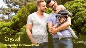  Presentation with gay - Slide set consisting of homosexual - smiling gay couple with child background and a tawny brown colored foreground