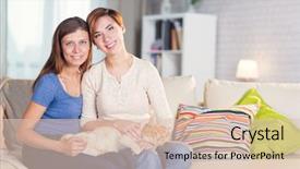  Presentation with women - PPT theme having homosexual couple of lesbian women background and a lemonade colored foreground