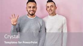  Presentation with pink - Presentation design consisting of homosexual-couple-standing-over-pink background and a gray colored foreground
