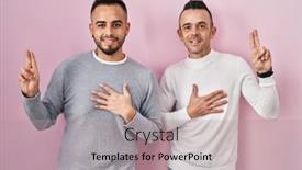  Presentation with pink - Slides featuring homosexual-couple-standing-over-pink background and a  colored foreground