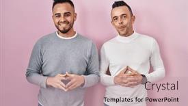  Presentation with optimistic - PPT theme consisting of homosexual-couple-standing-over-pink background and a coral colored foreground