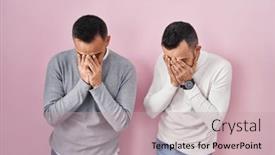  Presentation with crying - Slide deck with homosexual-couple-standing-over-pink background and a coral colored foreground