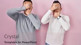  Presentation with emotion - Presentation design with homosexual-couple-standing-over-pink background and a coral colored foreground