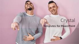  Presentation with shame - Slide deck featuring homosexual-couple-standing-over-pink background and a soft green colored foreground